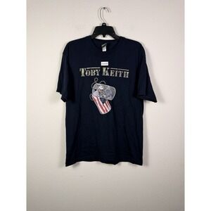 Toby‎ Keith Patriotic Military Graphic T-Shirt Made USA Bayside Sz L Vintage Tee